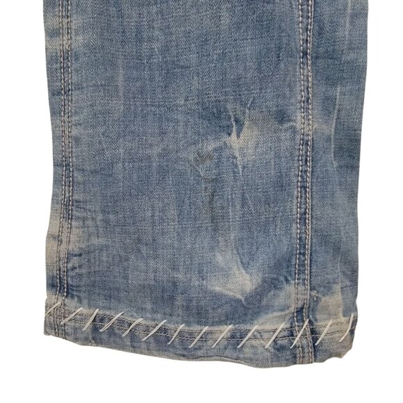Y2K ANTIK DENIM Distressed Bootcut Low Rise Jeans Weave Pattern Women's Size 27 - Picture 9 of 12
